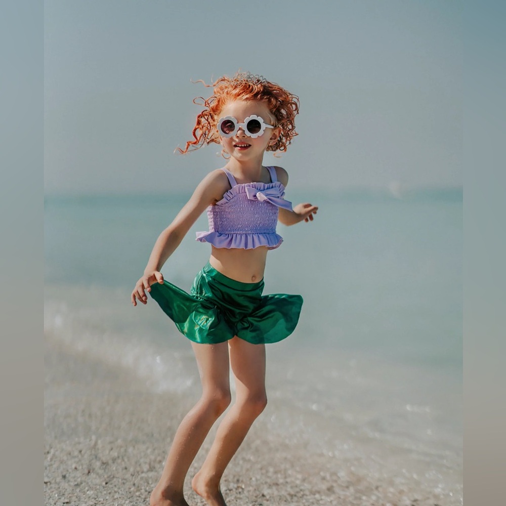 Kids Purple and Green Bikini Set